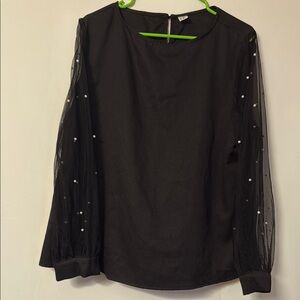 Elegant Black Sheer Sleeve Top